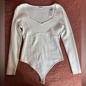 Abercrombie & Fitch NWT Sweetheart Neck Corset Sweater Long Sleeve Bodysuit